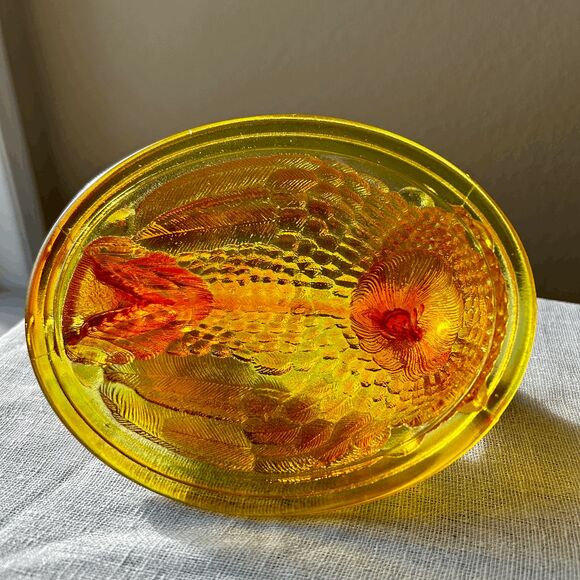 Vintage Mosser Glass Marigold Carnival Covered Hen on Nest – Westmoreland Mold - Picture 6 of 6